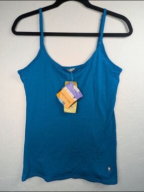 NWT Smartwool Women's Large Microweight Cami, Blue Merino Wool Camisole